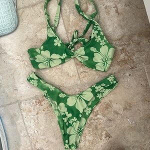 green floral bikini
